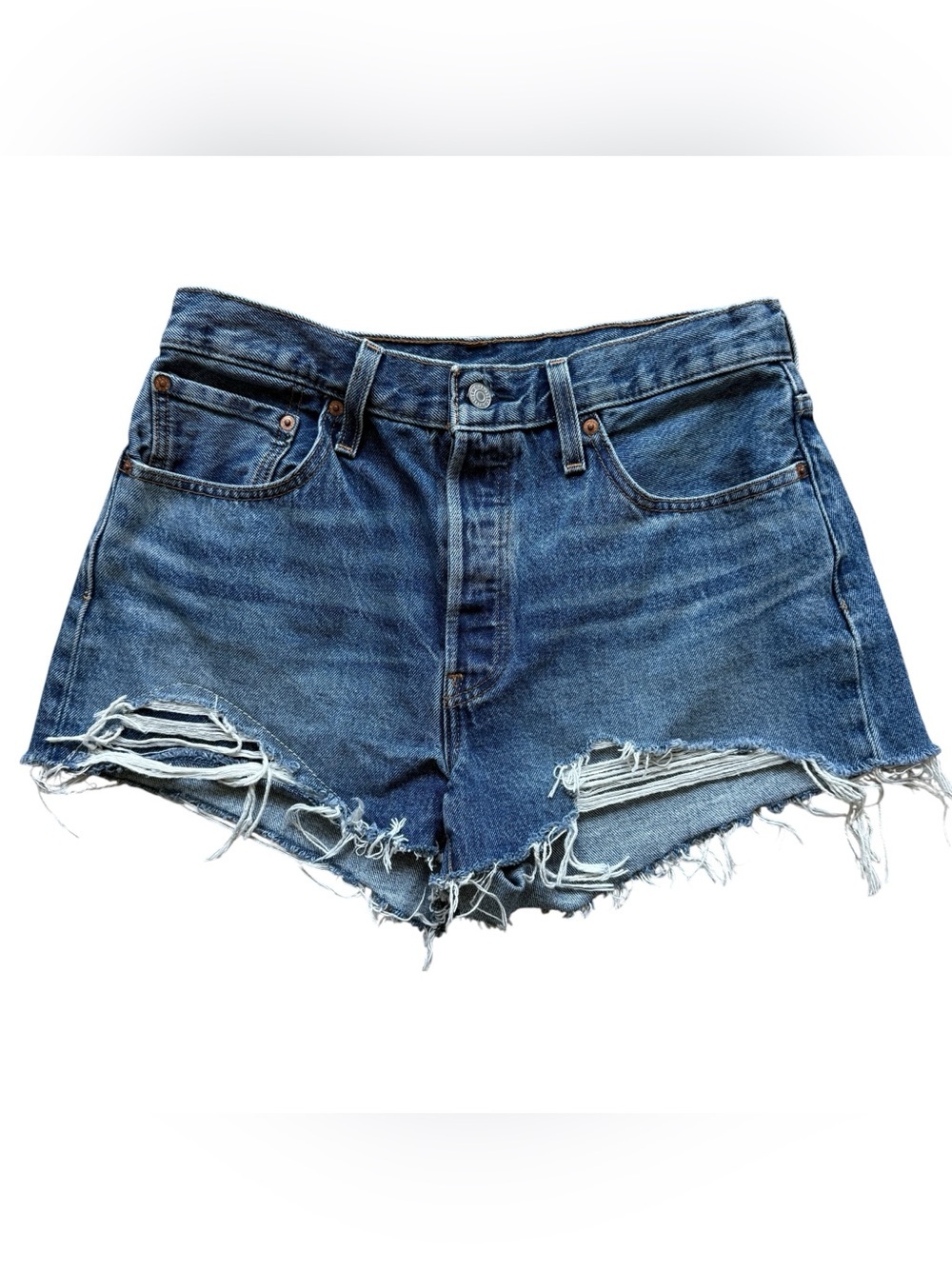 Levi’s 501 Cutoff Denim Shorts W31 Distressed Frayed Raw Hem Button Fly Y2K